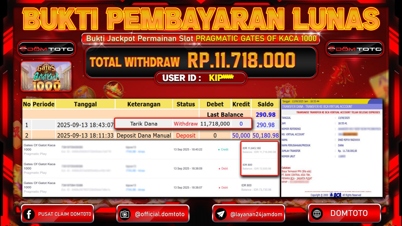 JACKPOT SLOT Gates Of Gatot Kaca 1000 Pragmatic Play  13 SEPTEMBER 2025